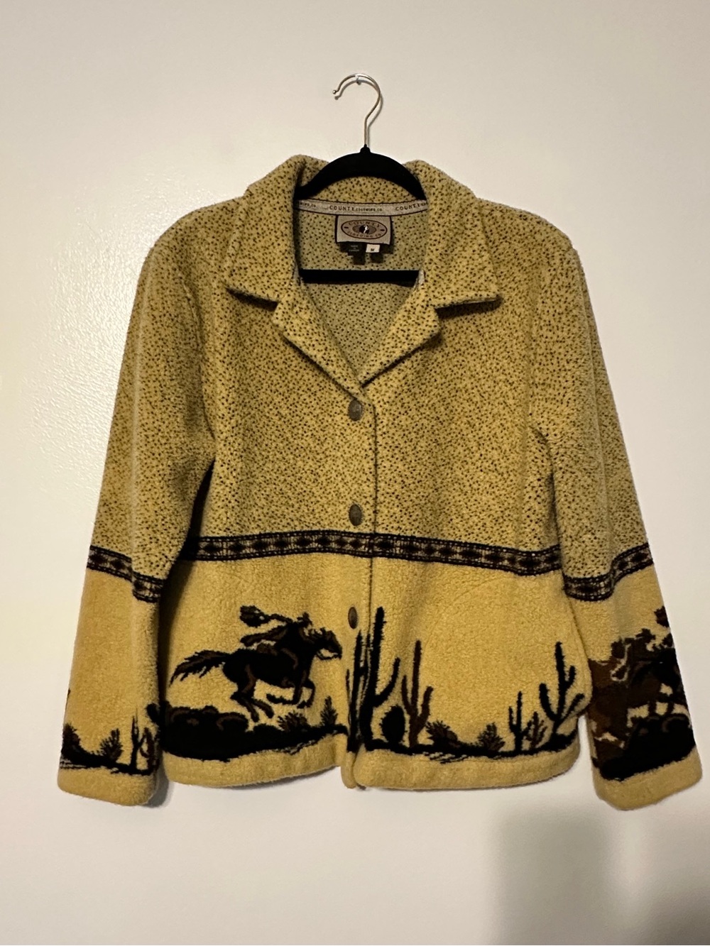 Vintage 90s Western Fleece County Clothing Horse Cowboy Jacket size Medium